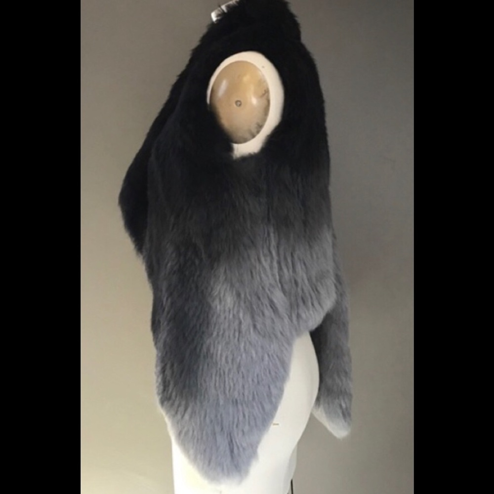 Yves Solomon Rabbit fur vest - black ombré to grey